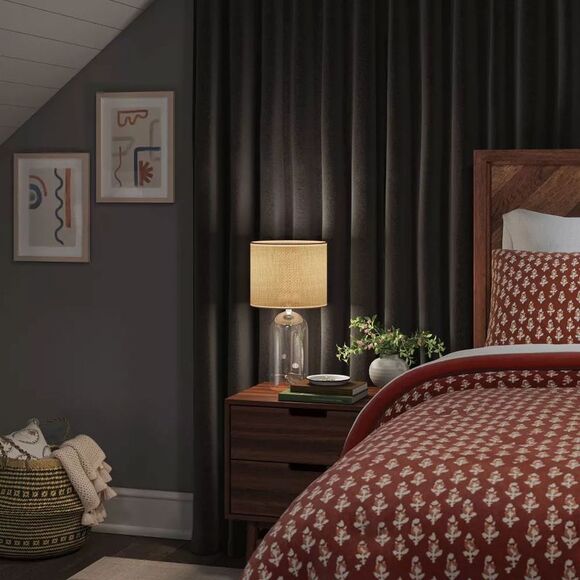 Threshold - 2pk 50"x63" Blackout Velvet Curtain Panels Black - Black - Picture 2 of 4